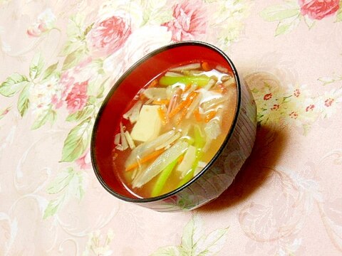 ❤蟹缶の汁とウェイパーｄｅ❤根菜の生姜スープ❤